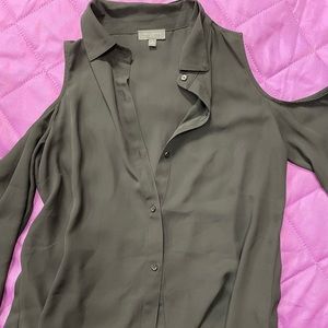 The Limited black dress shirt with shoulders cut out. Silk shirt size XS